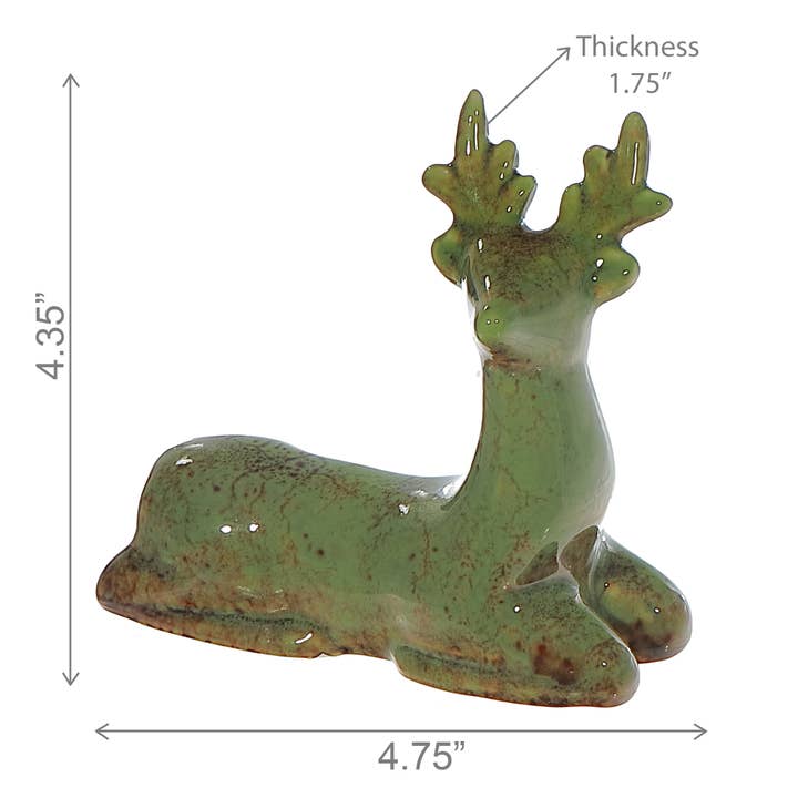 IH Casa Decor - Venta al por mayor Figura decorativa - DECORACIÓN DE RENO SENTADO DE PORCELANA (VERDE)2