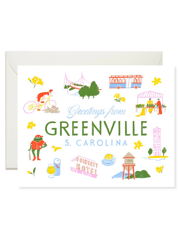 Greetings from Greenville Card - Classic Travel Card for wholesale by Karen Schipper