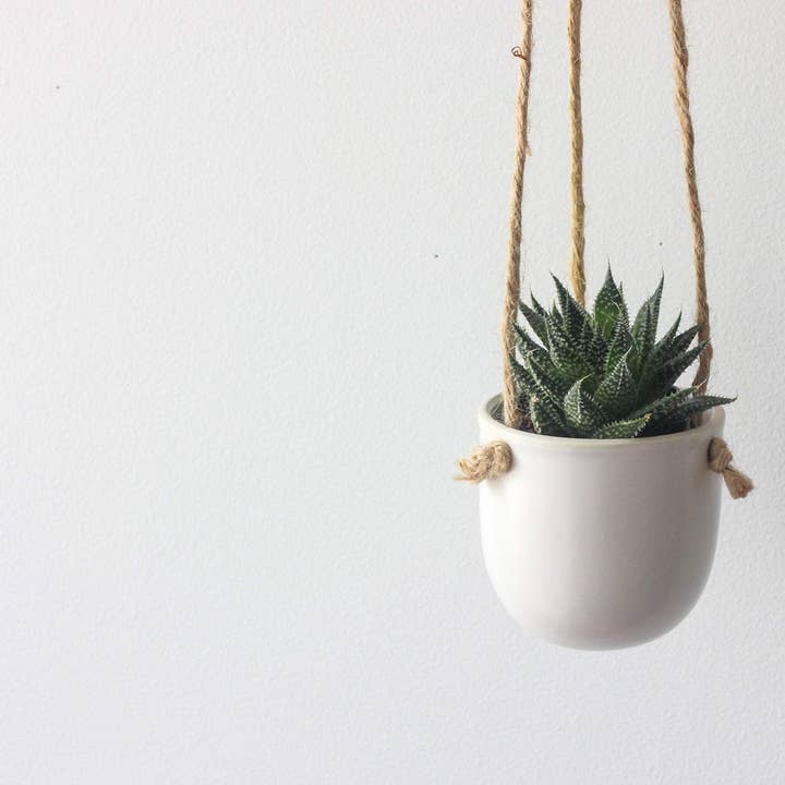 Sprout & About - Vente Jardinière suspendue - Jardinière suspendue en céramique blanche mate