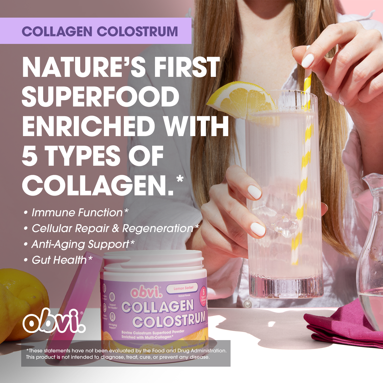Obvi – Großhandel Nahrungsergänzungsmittel/Vitamin zum Einnehmen – Obvi Collagen Colostrum – Lemon Sorbet3