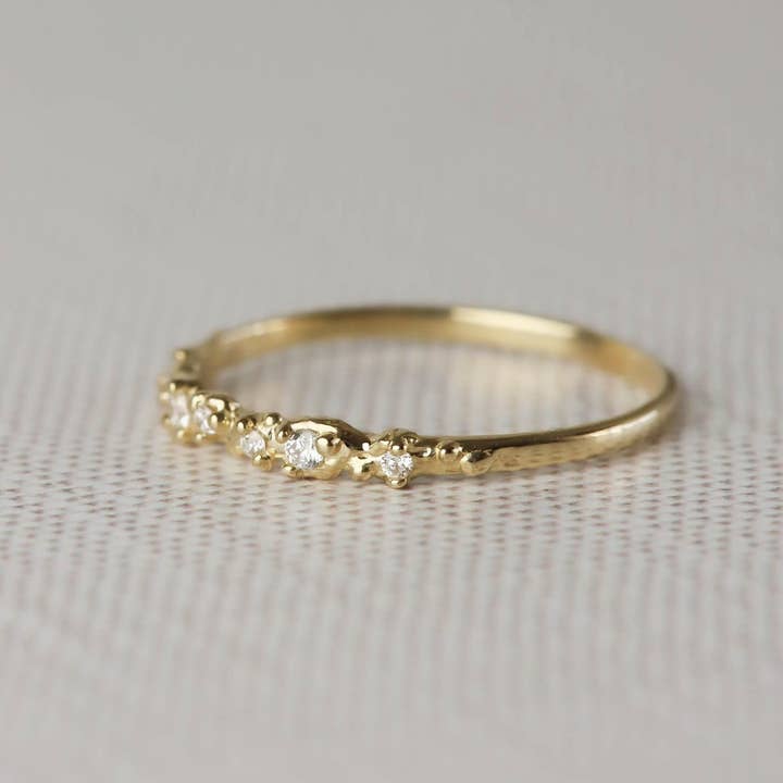 Lacee Alexandra Jewelry - Wholesale Wedding Band/Ring - Solid Gold Isla Ring - Ocean Inspired Diamond Band