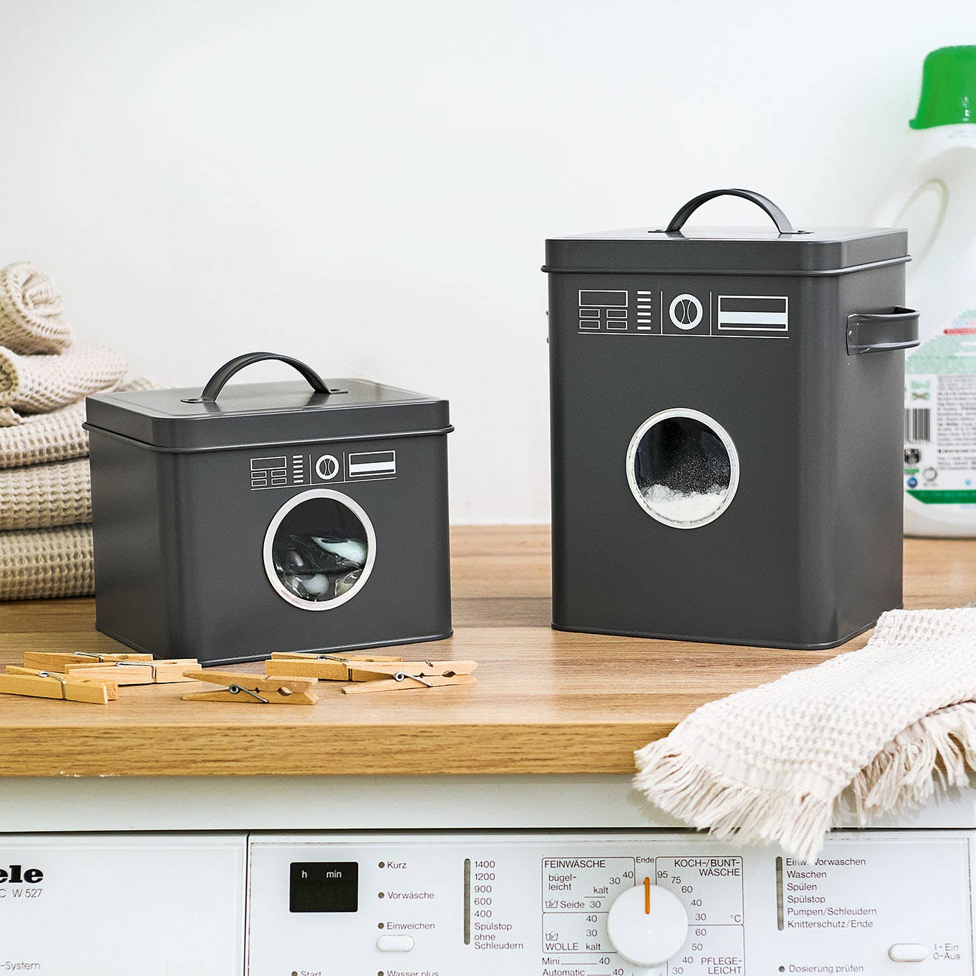 Laundry detergent box, metal, anthracite for wholesale on Faire4