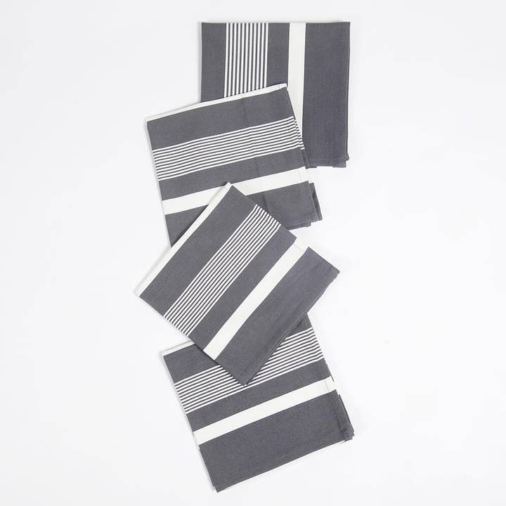 Guardanapos Monotone Riscados Handloom (Conjunto de 4) por atacado de IndieRoots