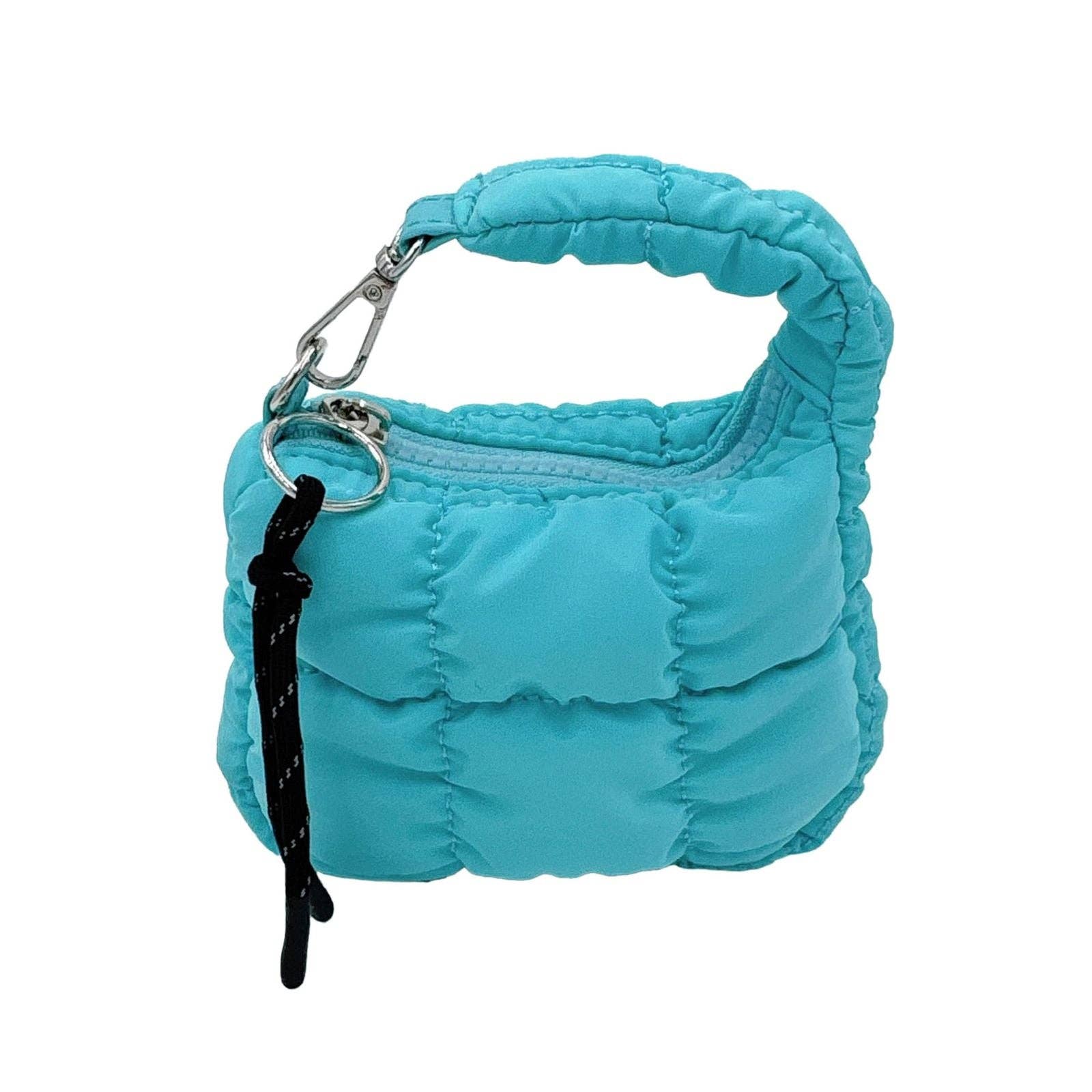 Aqua Quilted Mini Bag Keychain Stanley Clip for wholesale on Faire2