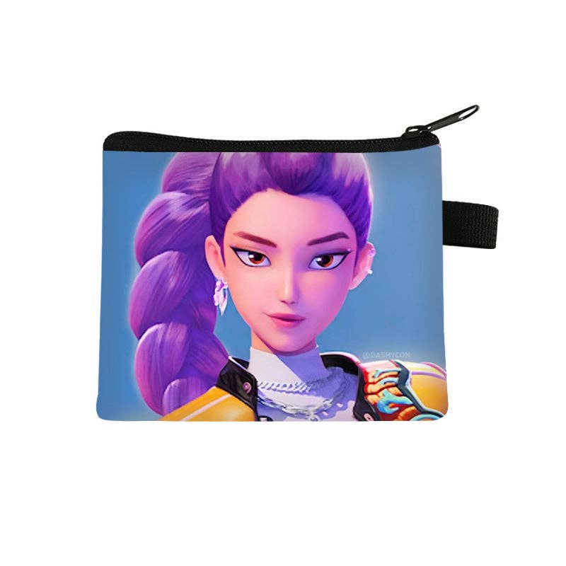 Auraquise - Vente Porte-monnaie – enfant - Porte-monnaie Mini Imprimé Anime Chasseurs de Démons K-Pop Porte-clés & Cartes Portable Petit Portefeuille Mignon19