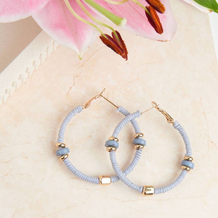 Zephyr Corded Gold Hoop Earrings for wholesale by Elsie & Zoey
