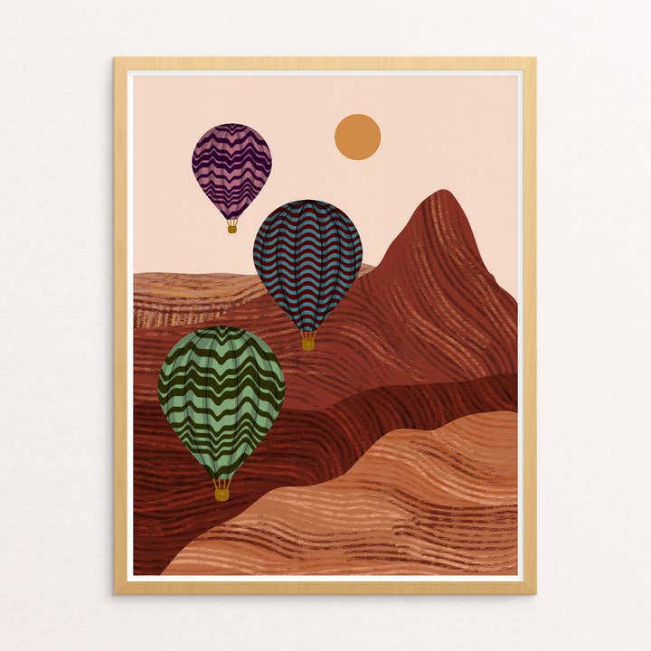 Balloons in the Desert (No. 1) Art Print for wholesale by Squidly Designs