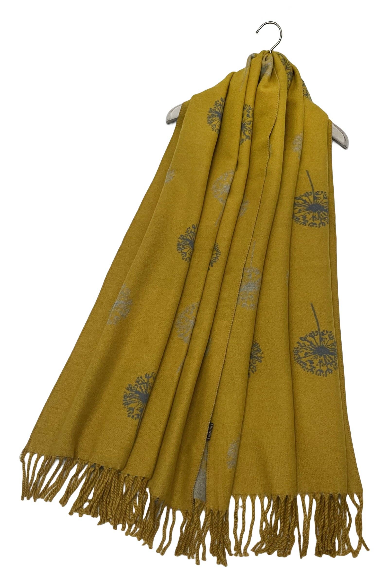 Fashion Scarf World – wholesale Scarf – Women's – Dandelion Print With Reversible Stripe Tassel Scarf14
