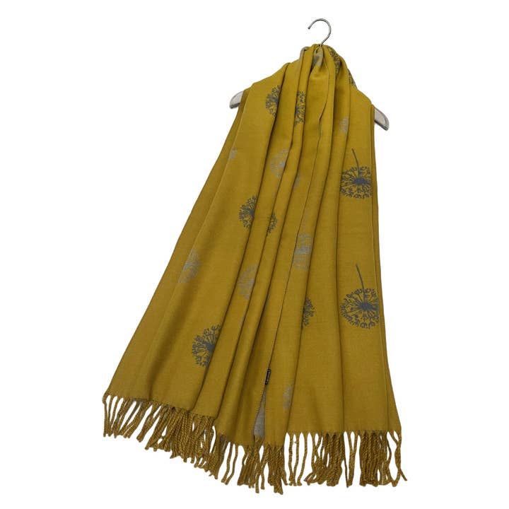 Fashion Scarf World – wholesale Scarf – Women's – Dandelion Print With Reversible Stripe Tassel Scarf14