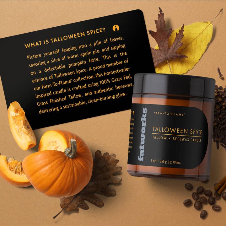 Grass Fed Tallow Candle-Talloween Spice for wholesale by Fatworks
