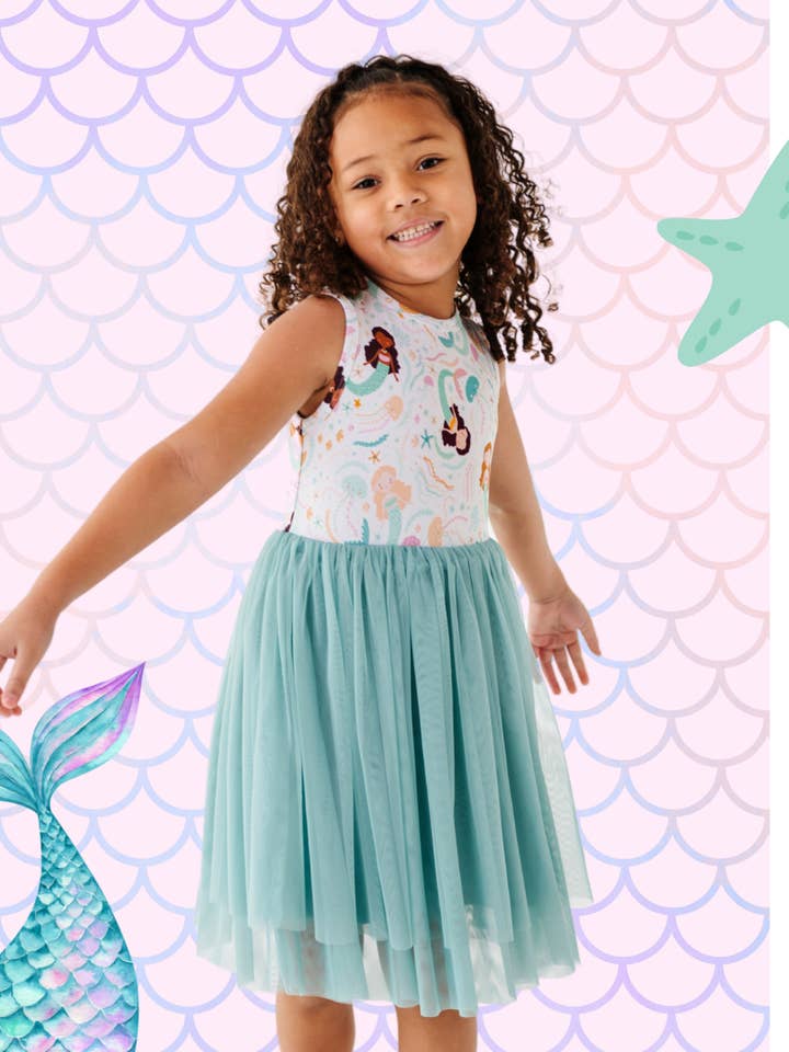 Kids Bamboo + Tulle Tutu Dress - Mermaids for wholesale by Bird & Bean®