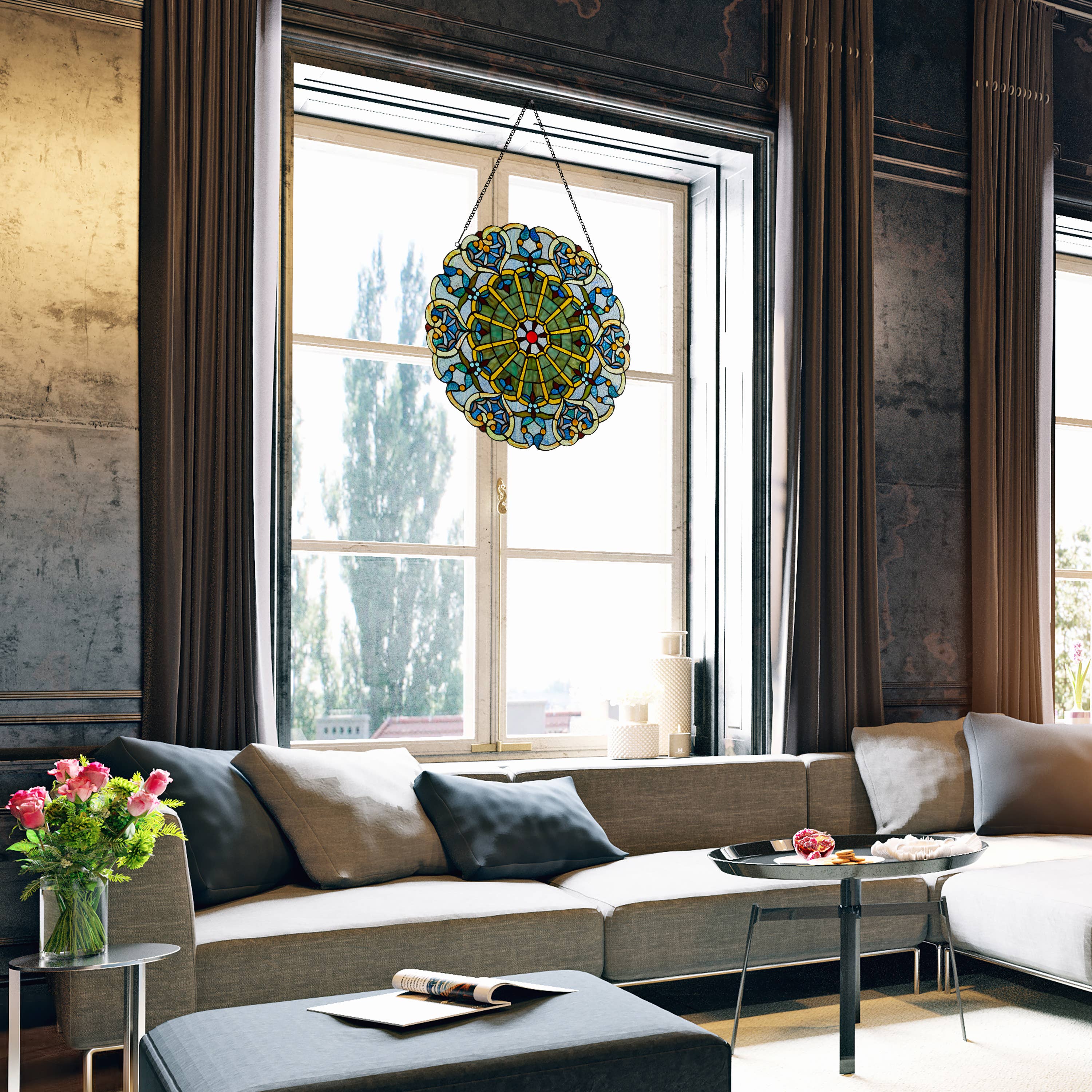 River of Goods - Wholesale Suncatcher - 22"W Webbed Heart Stained Glass Window Panel4