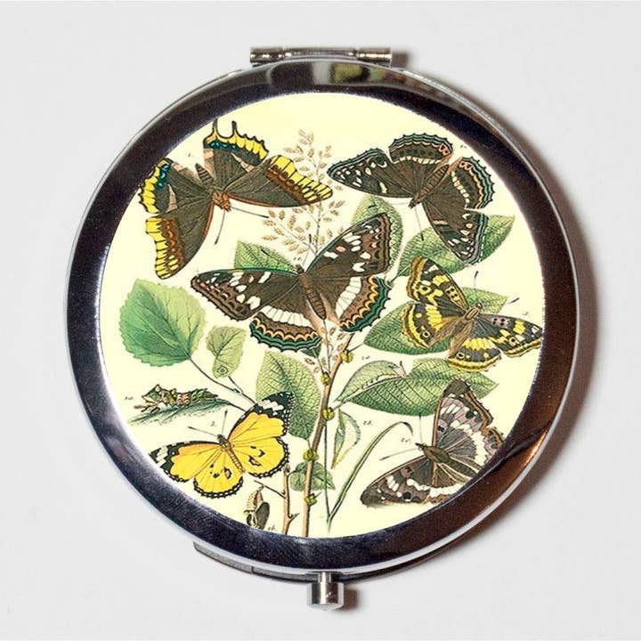 FringePop - Wholesale Compact Mirror - Butterfly Compact Mirror - Butterflies Whimsical Insect - Make Up Pocket Mirror for Cosmetics