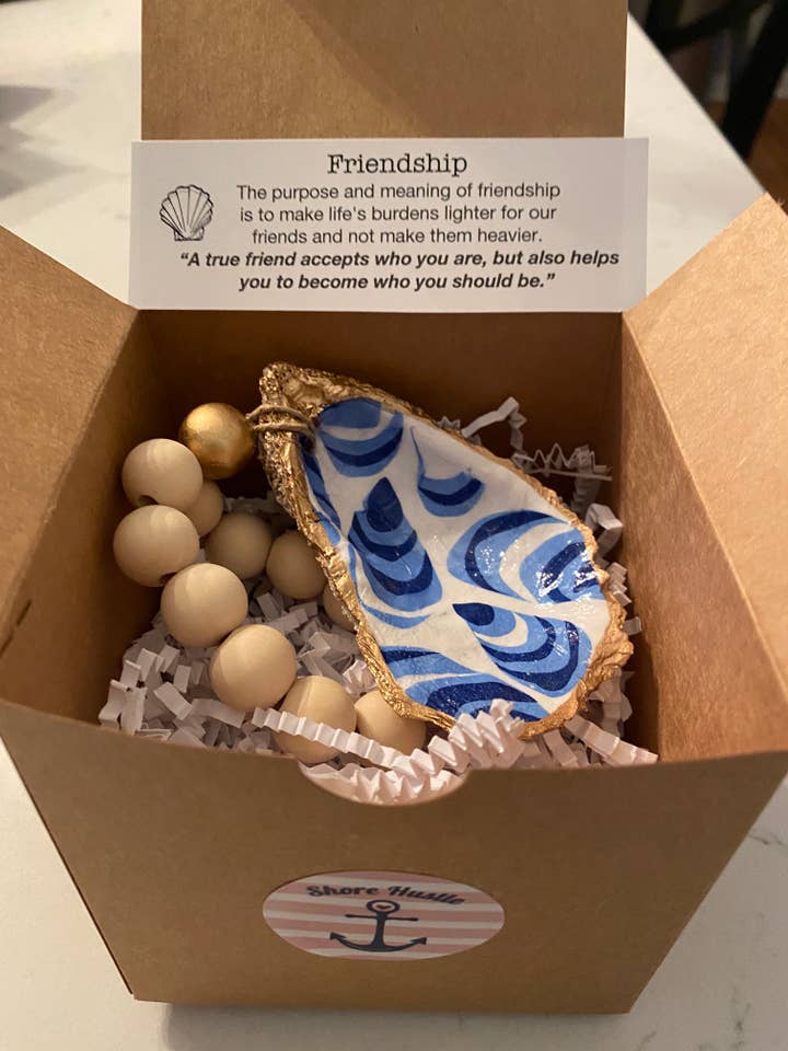 Napkin Ring/Wine Bottle Charm - Blue Oyster for wholesale by Shore Hustle