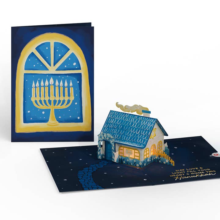 Lovepop Cards - Wholesale Hanukkah Card - Home for Hanukkah Light-Up Pop-Up Card 5x7"5