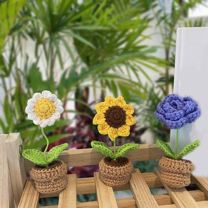 Crochet Flowers Plant Car Dashboard Decor, Cute Car Decor for wholesale by Anh2 LTD