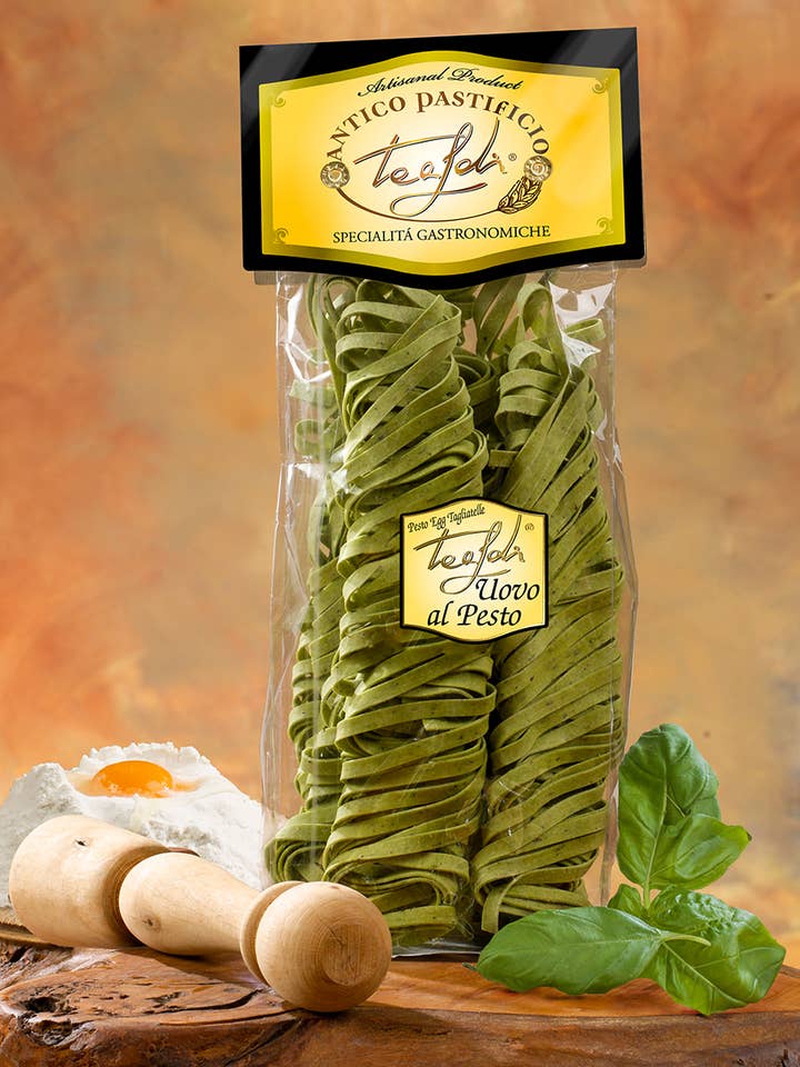 Egg Tagliatelle with Pesto 250g for wholesale by ANTICO PASTIFICIO TEALDI SRL (Tealdi)