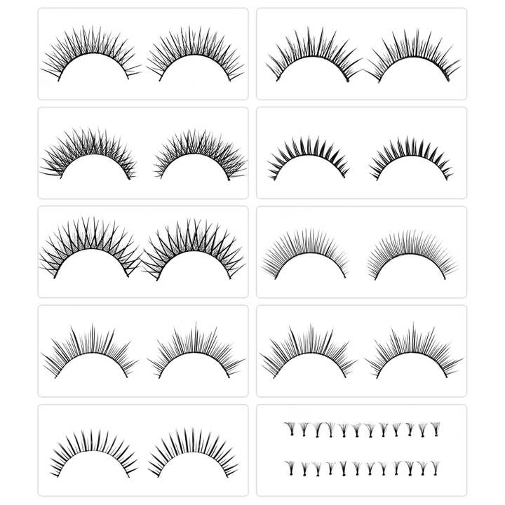 SHANY Cosmetics - Wholesale False/Fake Eyelashes - Eyelash Extend - Set of 10 Assorted Reusable Eyelashes