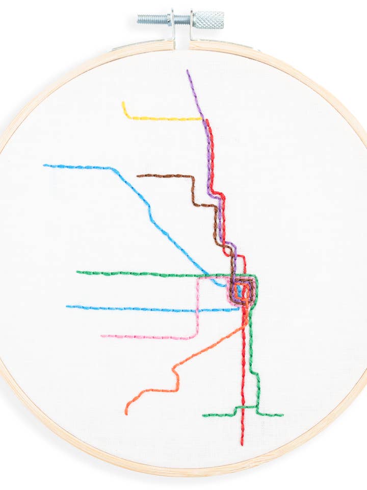 Chicago "L" Map Embroidery Kit for wholesale by kdornbier embroidery