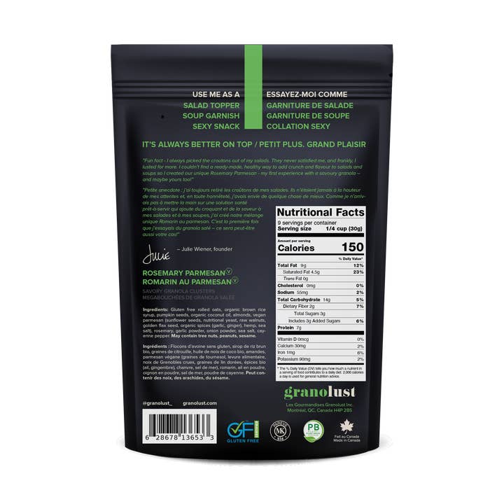 Granolust – wholesale Granola – Rosmarin parmesan salta Granola kluster1