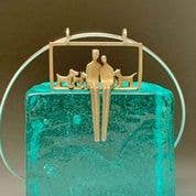 Couple with Three Dogs in Gold plated Steel for wholesale by Yenny Cocq llc