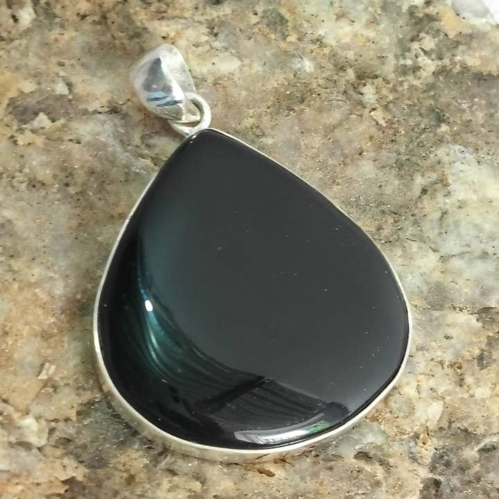 Natural Black Tourmaline 925 Sterling Silver Unisex Pendant for wholesale by SILVER CAVE