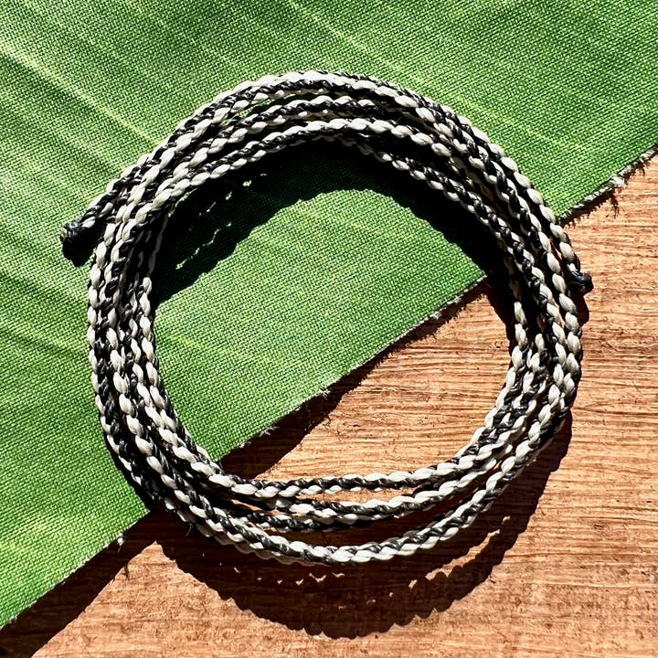 Braided Nylon Cord - Black & Ecru, 3 Strands for wholesale by Bead Goes On