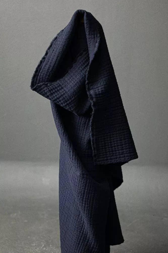 Merchant and Mills - Vendita all'ingrosso Tessuto - Cotone Jacquard Blu Navy Morbido Stitch