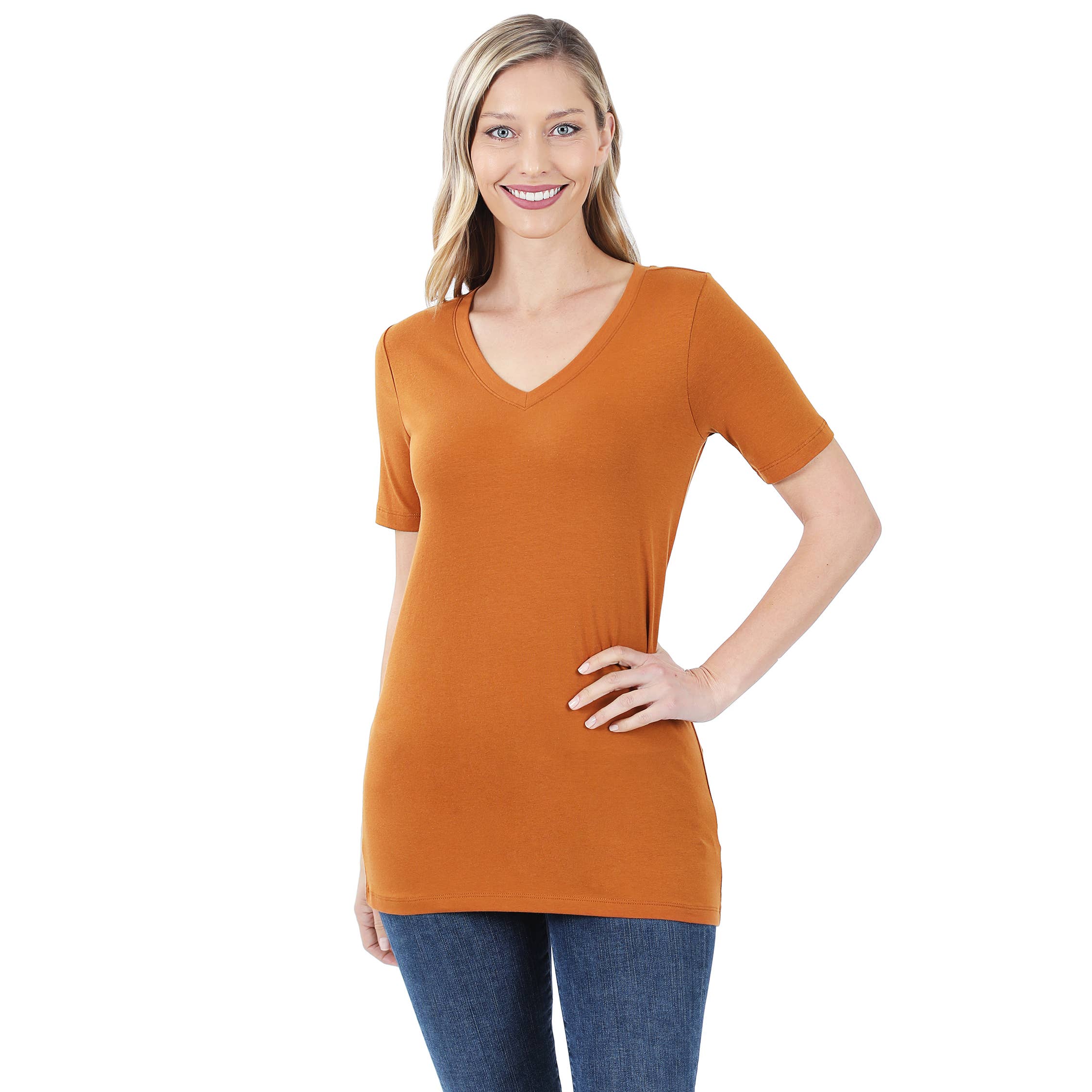 42POPS - Wholesale T-shirt (Zonder tekening) - Dames - Katoenen T-shirt met V-hals en korte mouwen23