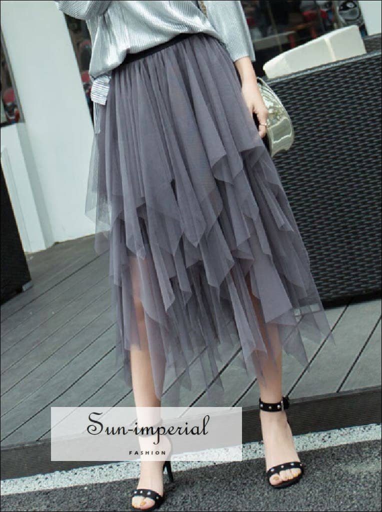 Sun Imperial - Wholesale Skirt - Women's - Tulle Mesh Maxi Skirt High Waist - Asymmetrical Silhouette3