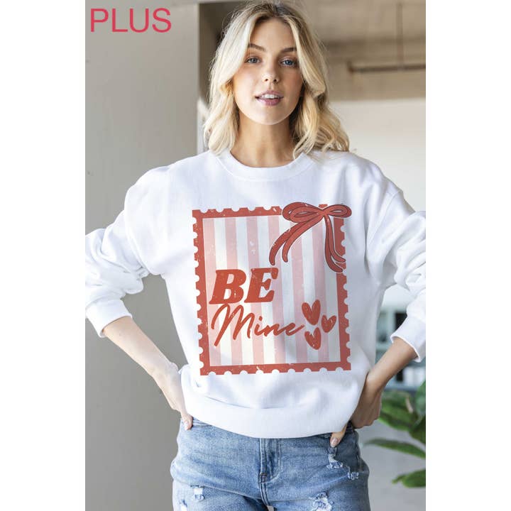 BE MINE STAMP Plus Size Graphic Sweatshirt for wholesale by BLUME & CO.