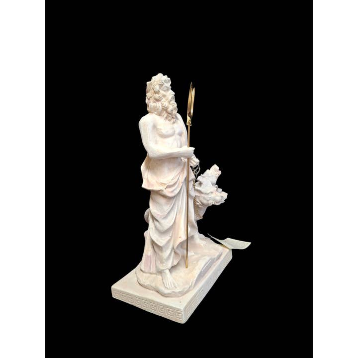 2 Greeks Inc - Wholesale Sculpture - Alabaster Statue of Hades with Cerberus – 10"2