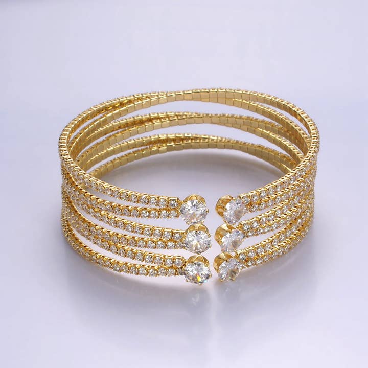 Pulseira Redonda CZ Tennis Chain com Múltiplas Bandas BR-21WA2534 por atacado de Simply Jewels