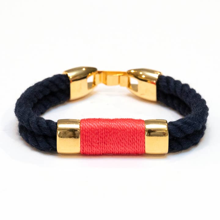 Tremont - Marinblå/Korall/Guld - Nautiskt reparmband för wholesale av Allison Cole Jewelry