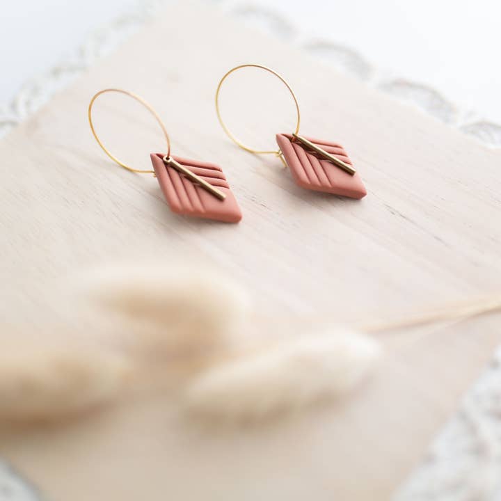 Hazel n Blue - Wholesale Dangle Earrings - Clay earring | tera-cotta small diamond | Southwest Collection2
