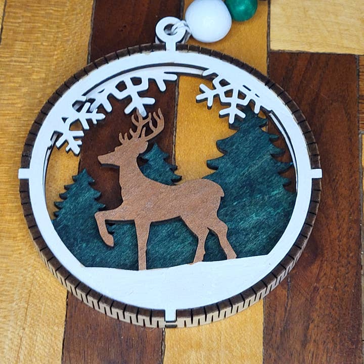 Christmas Ornaments, Wood, Buck, Christmas 2025 for wholesale by Canary Hill Works