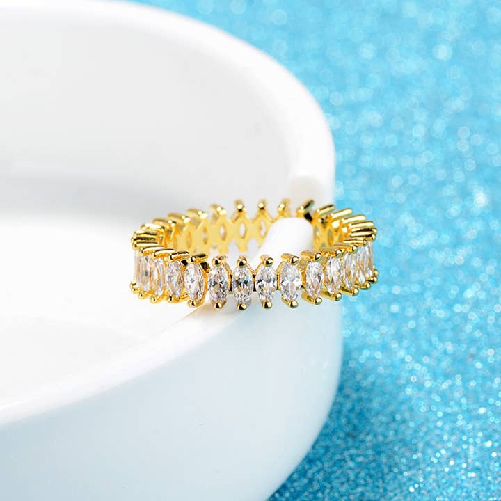 Perimade & Co. LLC – wholesale Multi-stone ring – Dainty Gold Marquise Cut Eternity Band Ring in Solid Copper1