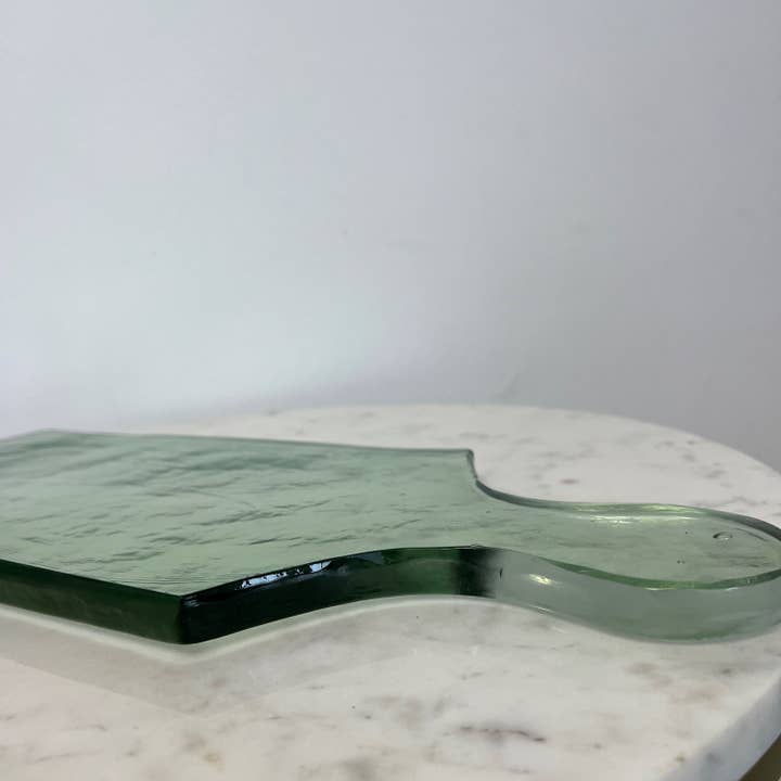 Med. Rectangular Recycled Glass Serving Board Dia 5" Green for wholesale on Faire