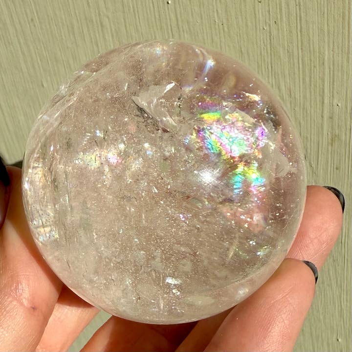 Rainbow Quartz Large Sphere w/ Holder for wholesale by Liv Rocks