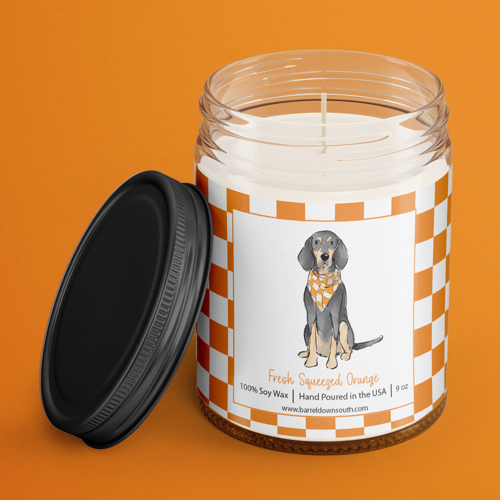 Barrel Down South - Wholesale Jar/Filled Candle - Bluetick Coonhound Checkerboard Tennessee Candle0