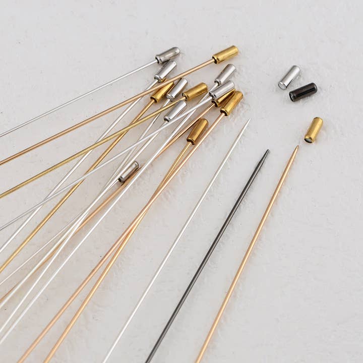 AK Brand - Wholesale Hat Accessory - Women's - 8in Antique Style Hat Pin Long Metal Stem Hats Coats Lapels16