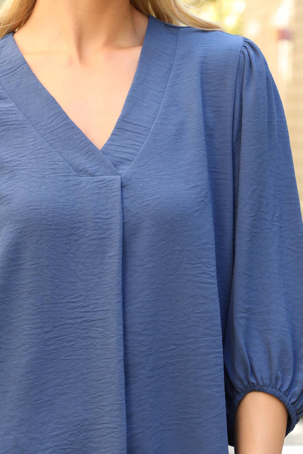 You & Me – wholesale Blouse – Women’s – YMT20085V-V-NECK BAND ELASTIC TUNNEL SLEEVE WOVEN TOP - FALL29