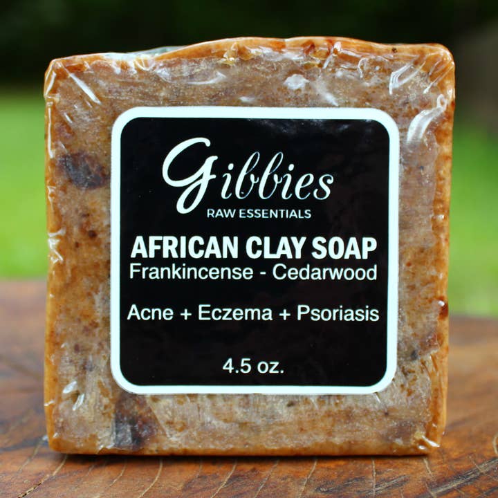 Savon d'argile africaine pour la vente par Gibbies Raw Essentials