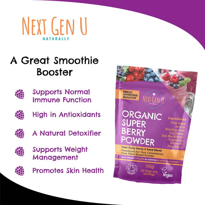Next Gen U – wholesale Protein/superfood powder – Organic Super Berry Powder 150g