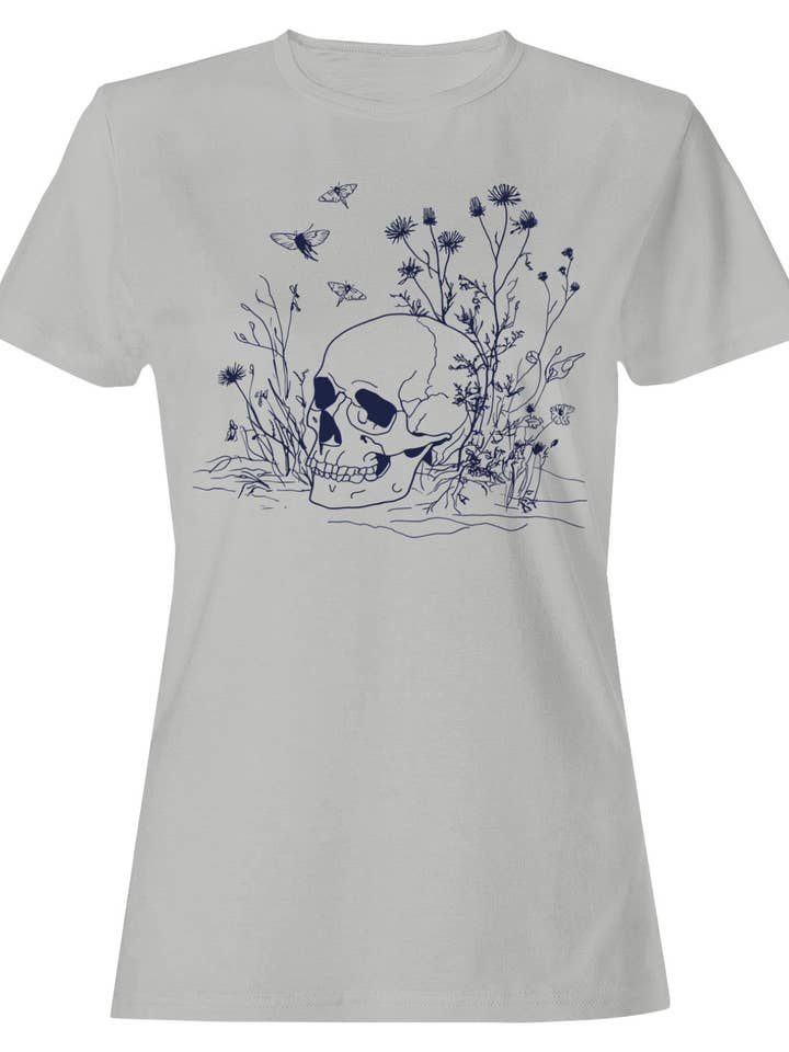 Kranie og vilde blomster — gotisk kunst dame-T-shirt for engroshandel hos TShirtGuys.com
