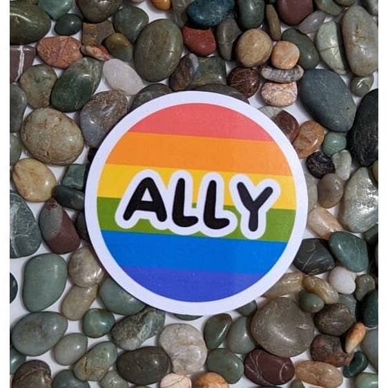 Ally Rainbow Vinyl Circle klistermærke for engroshandel hos PrismPressCo