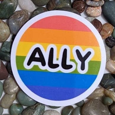Ally Rainbow Vinyl Circle Sticker for wholesale by PrismPressCo