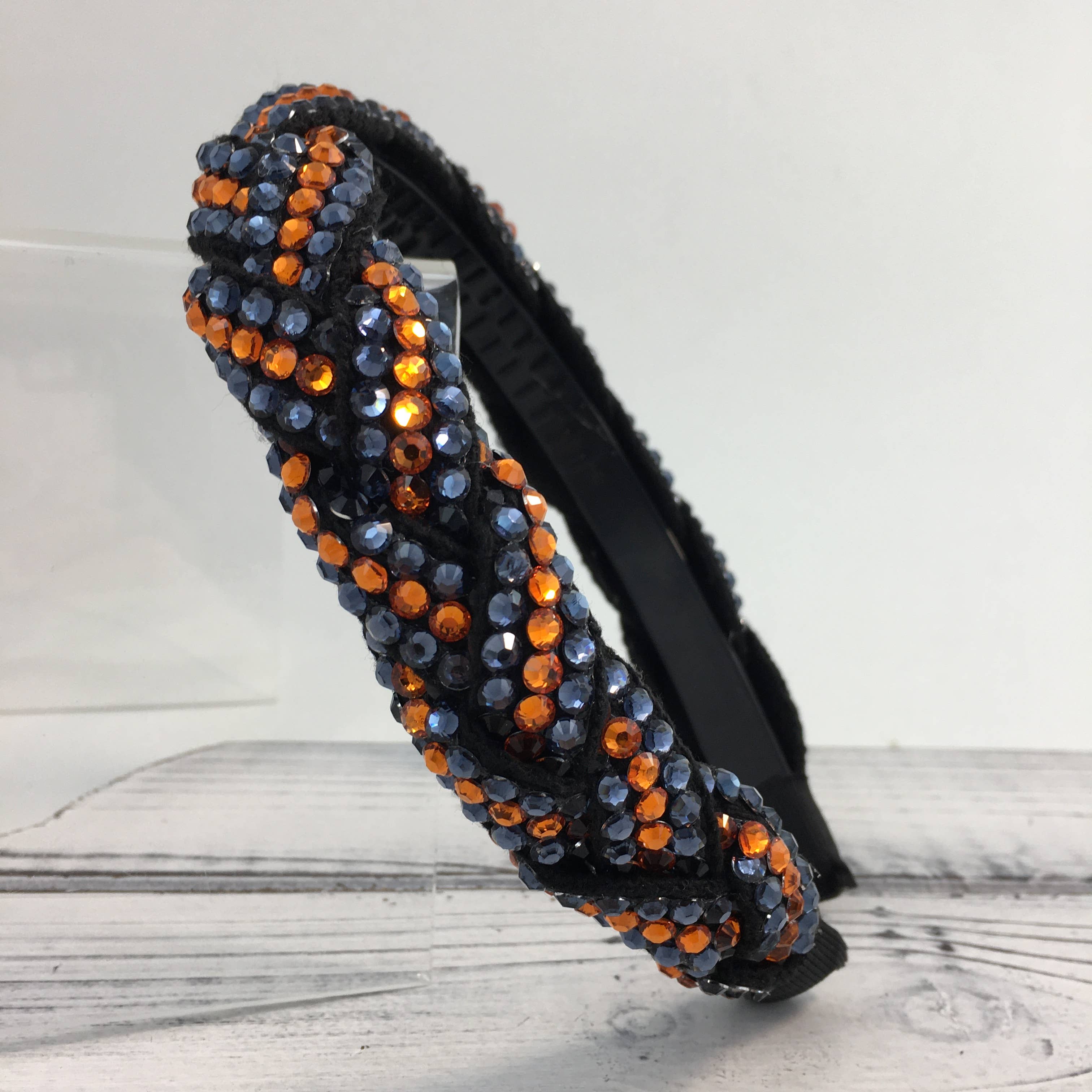 SongLily - Wholesale Fashion Headband - Women's - Orange and navy rhinestone braided headband 2