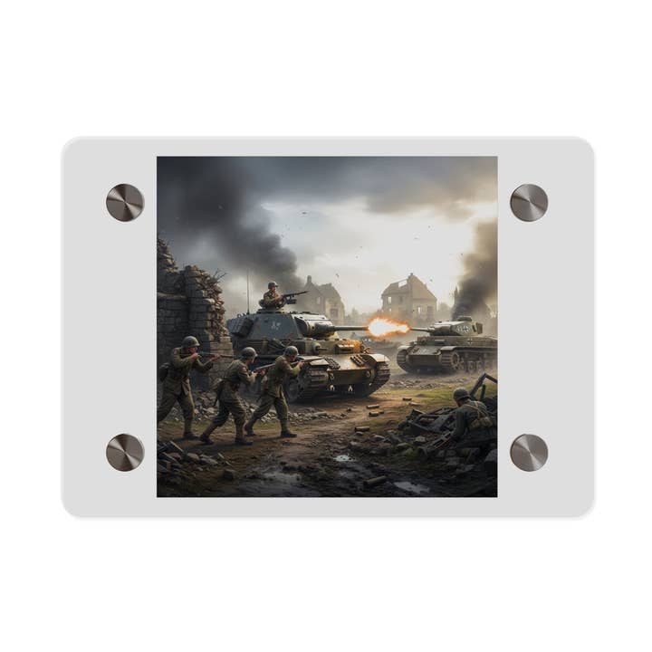 Acrylic Wall Art Panel - Tank Destroyer - M10 Wolverine vs German Panzer Tank for wholesale by MIP