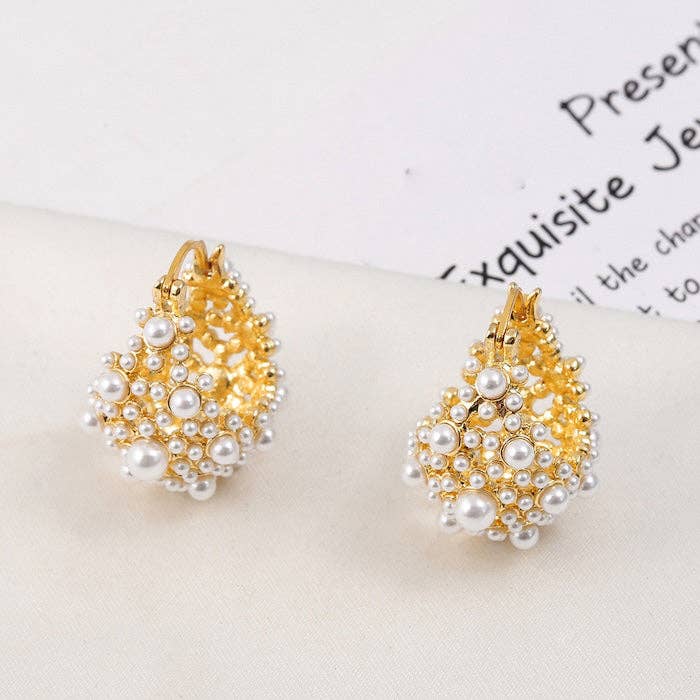 LanLivia – Engroshandel Hoops – Romantiske perlekurv øreringe - Guld og Sølv5